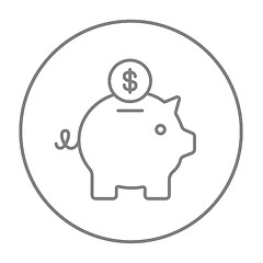 Image showing Piggy bank with dollar coin line icon.