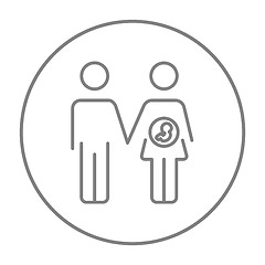 Image showing Husband with pregnant wife line icon.