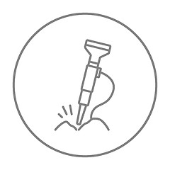 Image showing Pneumatic hammer drill line icon.