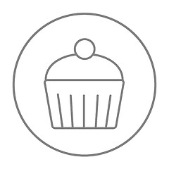 Image showing Cupcake with cherry line icon.