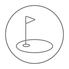 Image showing Golf hole with flag line icon.