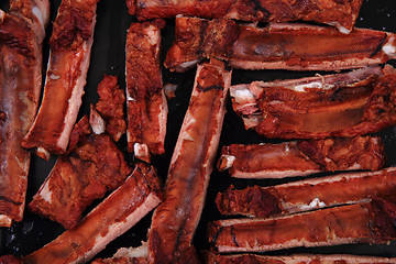 Image showing smoked pig ribs background