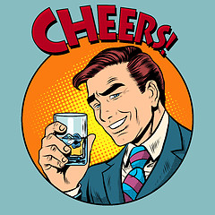 Image showing Cheers toast celebration man pop art retro style