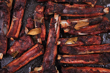 Image showing smoked pig ribs background