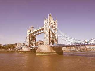 Image showing Retro looking Tower Bridge in London