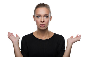 Image showing Portrait of beautiful woman on white background