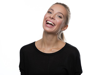 Image showing Portrait of beautiful woman on white background