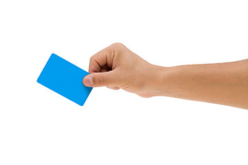 Image showing Hand holding plastic credit card