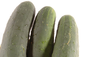 Image showing three cucumbers angle