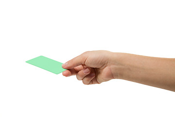 Image showing Hand holding plastic credit card