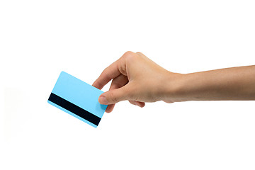 Image showing Hand holding plastic credit card