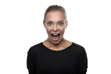 Image showing Portrait of beautiful woman on white background