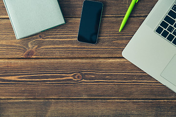 Image showing Laptop and diary on the desk