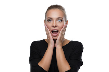 Image showing Portrait of beautiful woman on white background