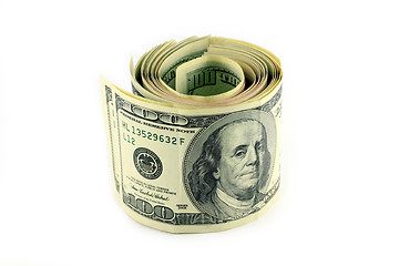 Image showing Folds, one hundred dollar bills