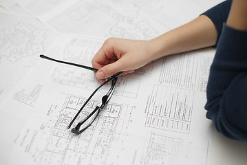 Image showing Architect sketching a construction project