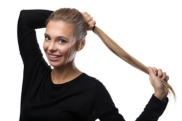 Image showing Stylish portrait of woman on white background