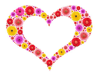 Image showing Heart symbol from motley flowers on white