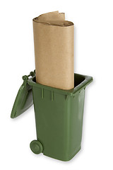 Image showing Garbage can with paper trash bags
