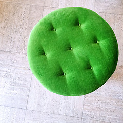 Image showing Round green velvet stool