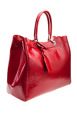 Image showing Red womens bag isolated on white background.