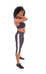 Image showing African American woman in exercise outfit.