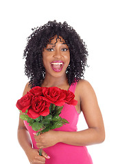 Image showing African American woman with roses.
