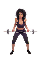 Image showing African American woman weight lifting.