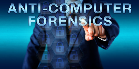 Image showing Investigator Pushing ANTI-COMPUTER FORENSICS