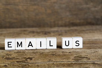Image showing The words email us written in cubes
