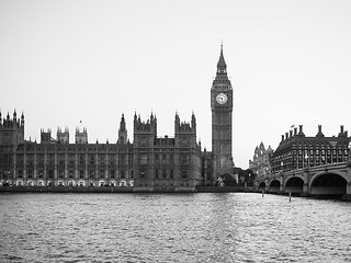 Image showing Black and white Houses of Parliament in London