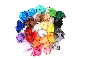 Image showing crumpled color papers