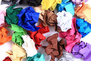 Image showing crumpled color papers