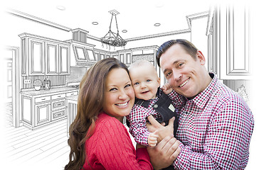 Image showing Young Family Over Custom Kitchen and Design Drawing 