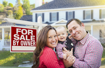 Image showing Family In Front of For Sale By Owner Sign, House