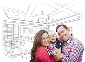 Image showing Young Family With Baby Over Bedroom Drawing