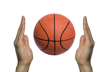 Image showing Basketball between two hands