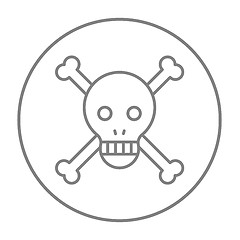 Image showing Skull and cross bones line icon.