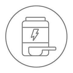 Image showing Sport nutrition container line icon.