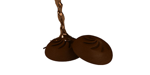 Image showing Brown cookies with chocolate splash