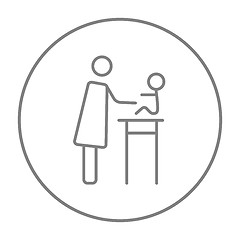 Image showing Woman taking care of baby line icon.
