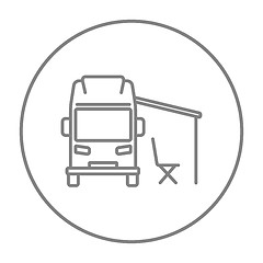 Image showing Motorhome with tent line icon.