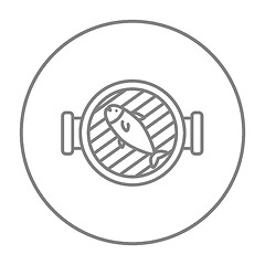 Image showing Fish on grill line icon.