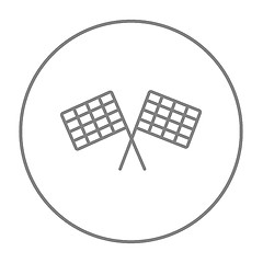 Image showing Two checkered flags line icon.