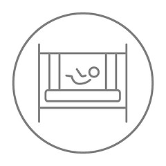 Image showing Baby laying in crib line icon.