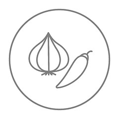 Image showing Garlic and chilli line icon.