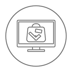 Image showing Suitcase at x-ray airport scanner line icon.