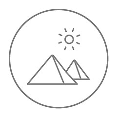 Image showing Egyptian pyramids line icon.