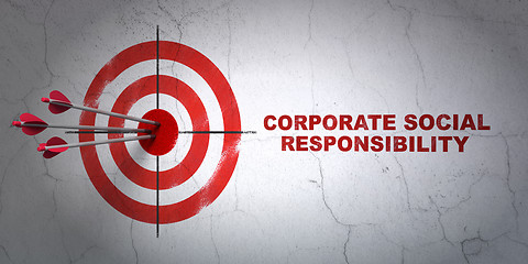 Image showing Finance concept: target and Corporate Social Responsibility on wall background