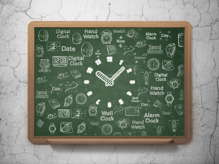 Image showing Time concept: Clock on School Board background